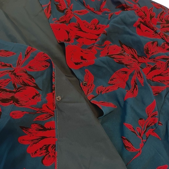 Cupshe Blue & Red Floral Blouson‎ Sleeve Mini Wrap Dress - Size Small NWT - Picture 3 of 5